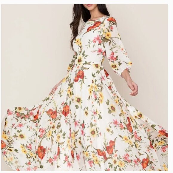 NWT Anthropologie BHLDN Yumi Kim Cream Maxi Woodstock Maxi Dress Size Small - Picture 10 of 16